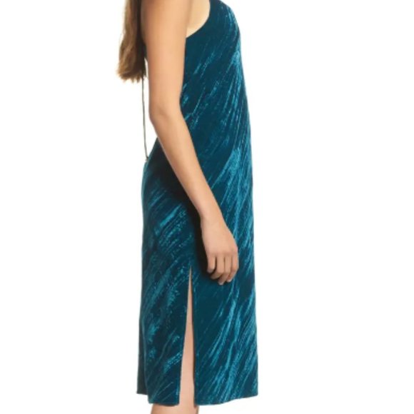 Sam Edelman Turquoise Velvet Slip Dress - size 2 - Picture 3 of 9